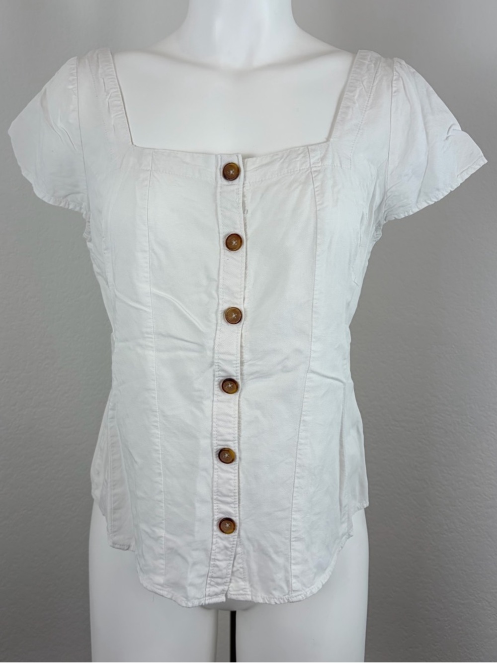 Maeve White Square Neck Cut Out Back Top